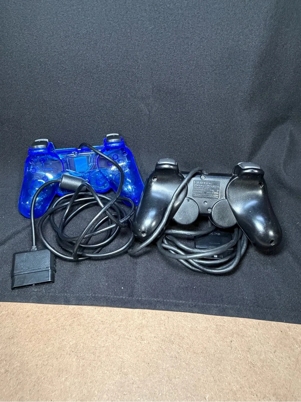ps2 controller Lot 2 Untested Black And Blue Translucent Wired
